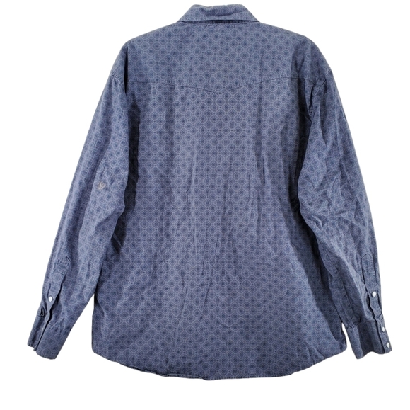Rafter C Cowboy Collection Shirt Mens XL Pearl Snap Blue Gray Mandela AOP L/S - Picture 4 of 12